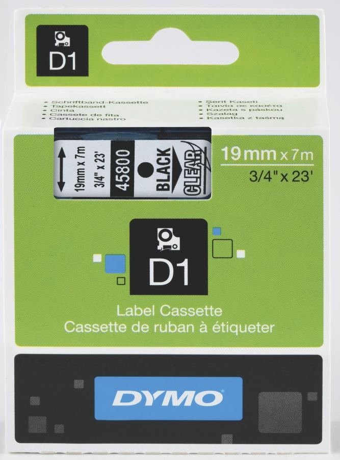 774782 Dymo S0720820 Tape DYMO D1 19mm x 7m sort p&#229; klar 